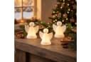 Levandeo® Weihnachtsfigur 3er Set LED Licht Engel Weiß Porzellan Bild 2