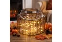 Levandeo® Windlicht Braun Glas H35cm Laterne Kerzenhalter Rillen Herbstdeko Bild 2