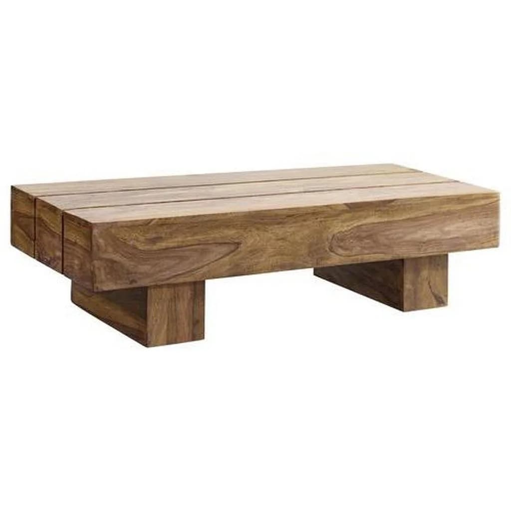 Mid.you Couchtisch Sheesham Massiv Holz Rechteckig Sockel - Bild 2