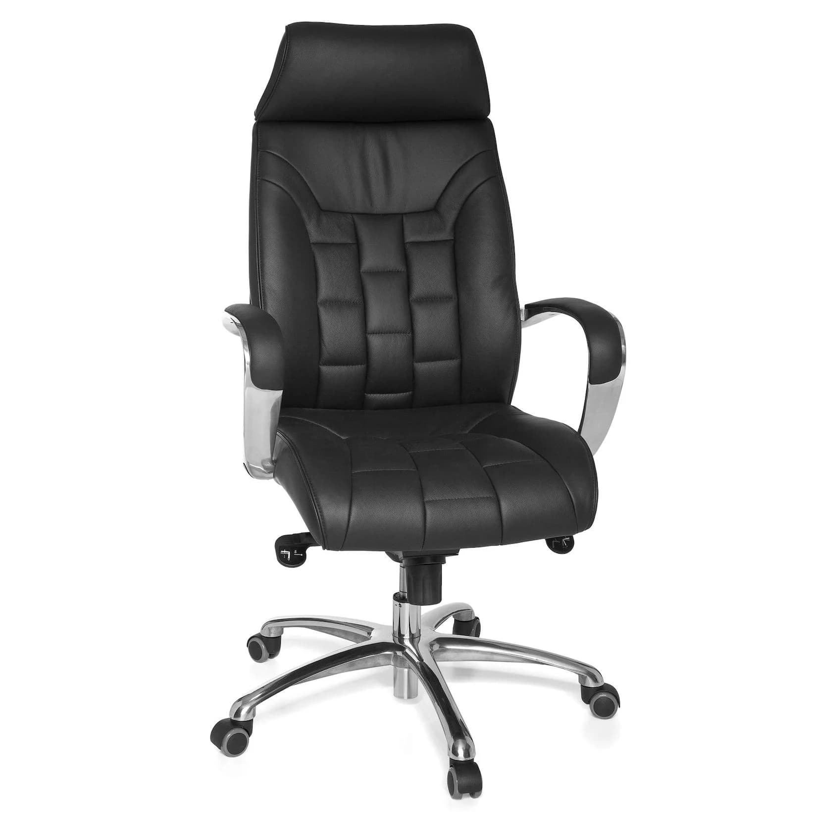 FineBuy XXL Chefsessel Echtleder Schwarz Drehstuhl Bürostuhl