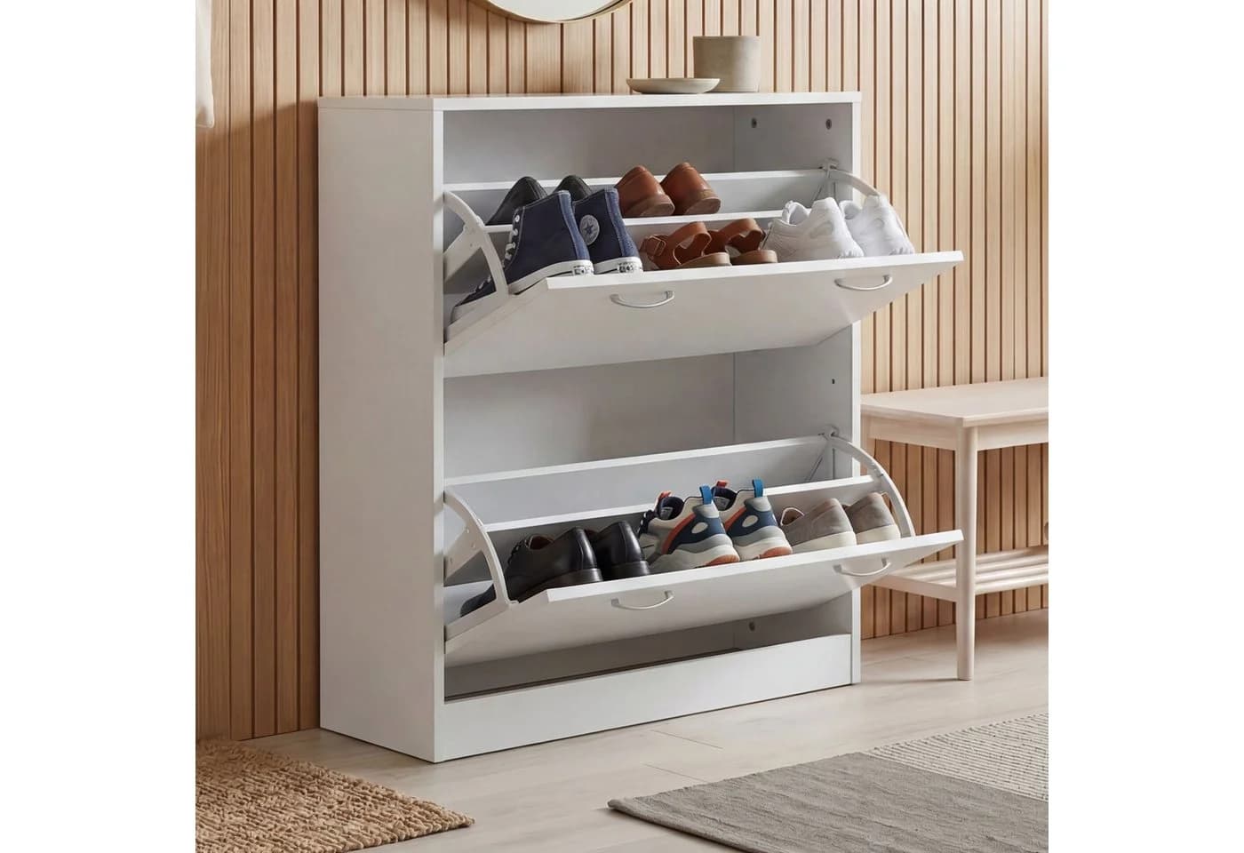 FINEBUY Schuhkommode Weiß 75x87 cm mit 2 Türen - Bild 2