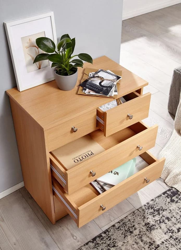FINEBUY Sideboard 5 Schubladen Modern Braun Spanplatte - Bild 5