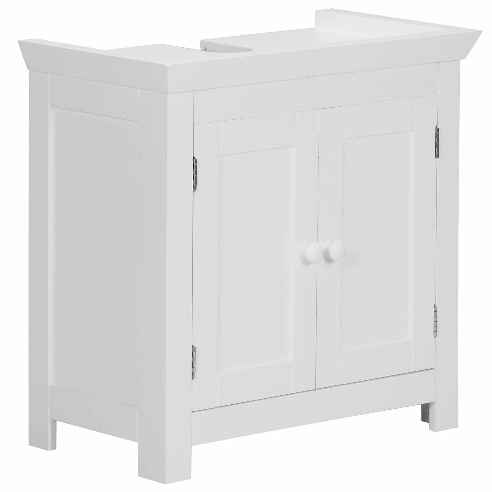 FINEBUY Waschbeckenunterschrank Weiß Modern 2 Türen