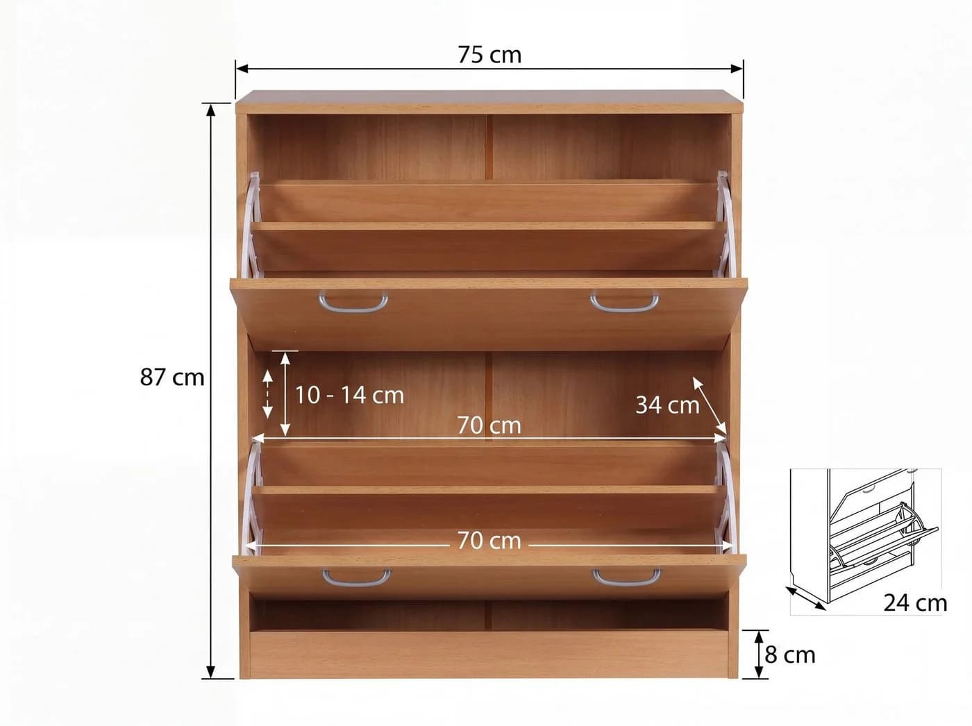 FINEBUY Schuhkipper SuVa2370_1 Schuhschrank Buche - Bild 3