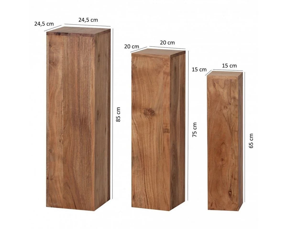 FINEBUY Satztisch 3er Set Akazie Massivholz Modern - Bild 2