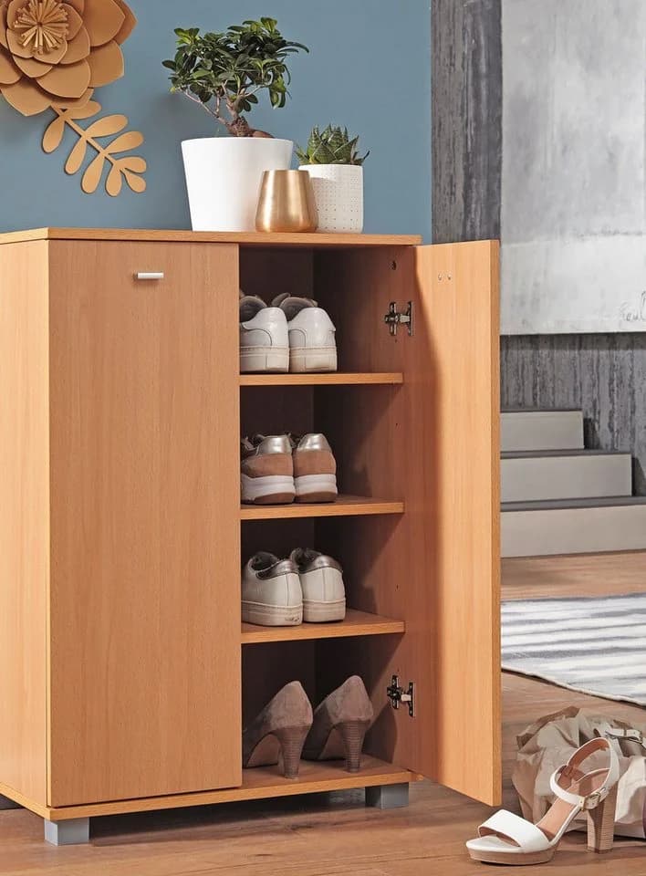 FINEBUY Schuhschrank Buche 60x90x35 cm mit 2 Türen Modern - Bild 5