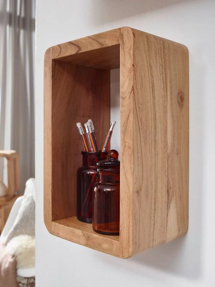 FINEBUY Wandregal 3er Set Akazie Massivholz Landhaus Modern - Bild 4