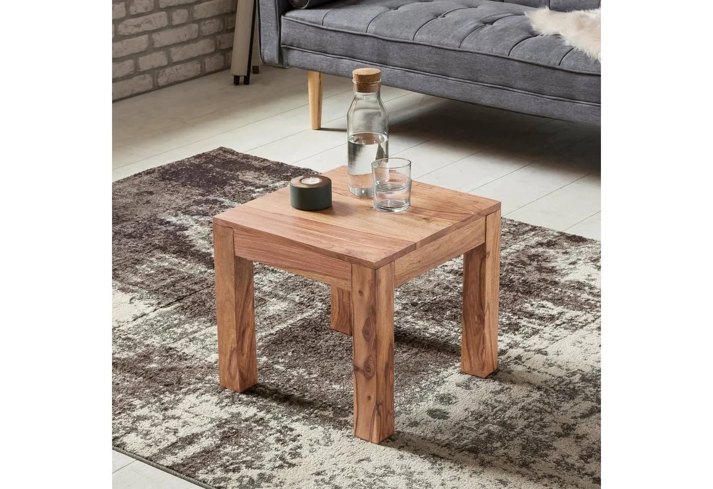 FINEBUY Couchtisch Massivholz Akazie 45x45x40 cm Quadratisch Modern - Bild 2