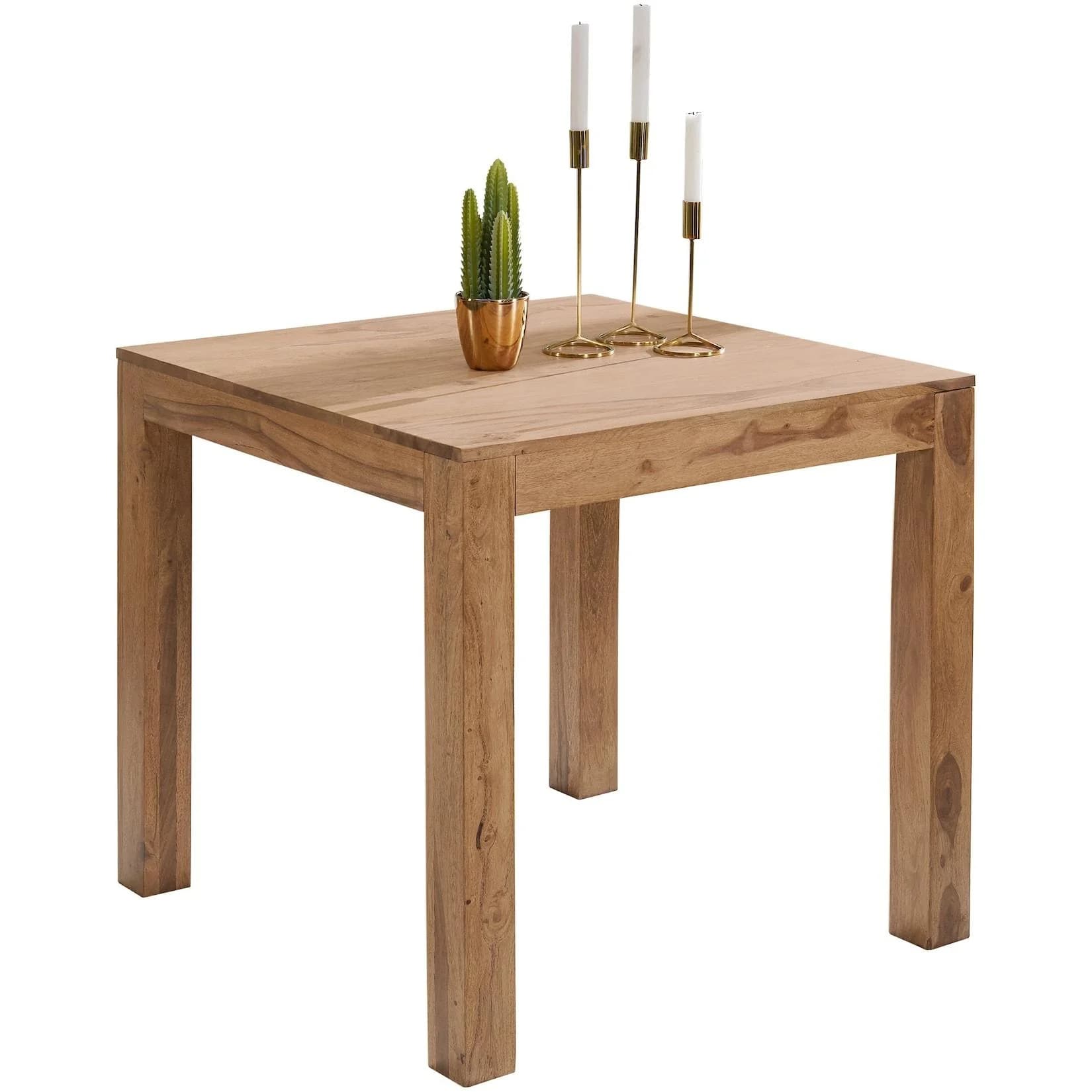 FINEBUY Esstisch 80cm Massivholz Akazie Modern