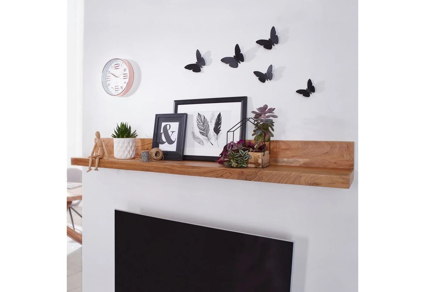 FINEBUY Wandregal Massivholz Akazie Landhausstil 60 cm - Bild 2