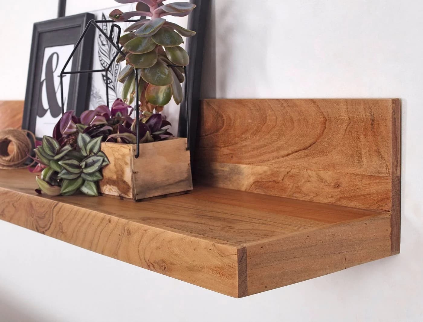 FINEBUY Wandregal Massivholz Akazie Landhausstil 60 cm - Bild 5
