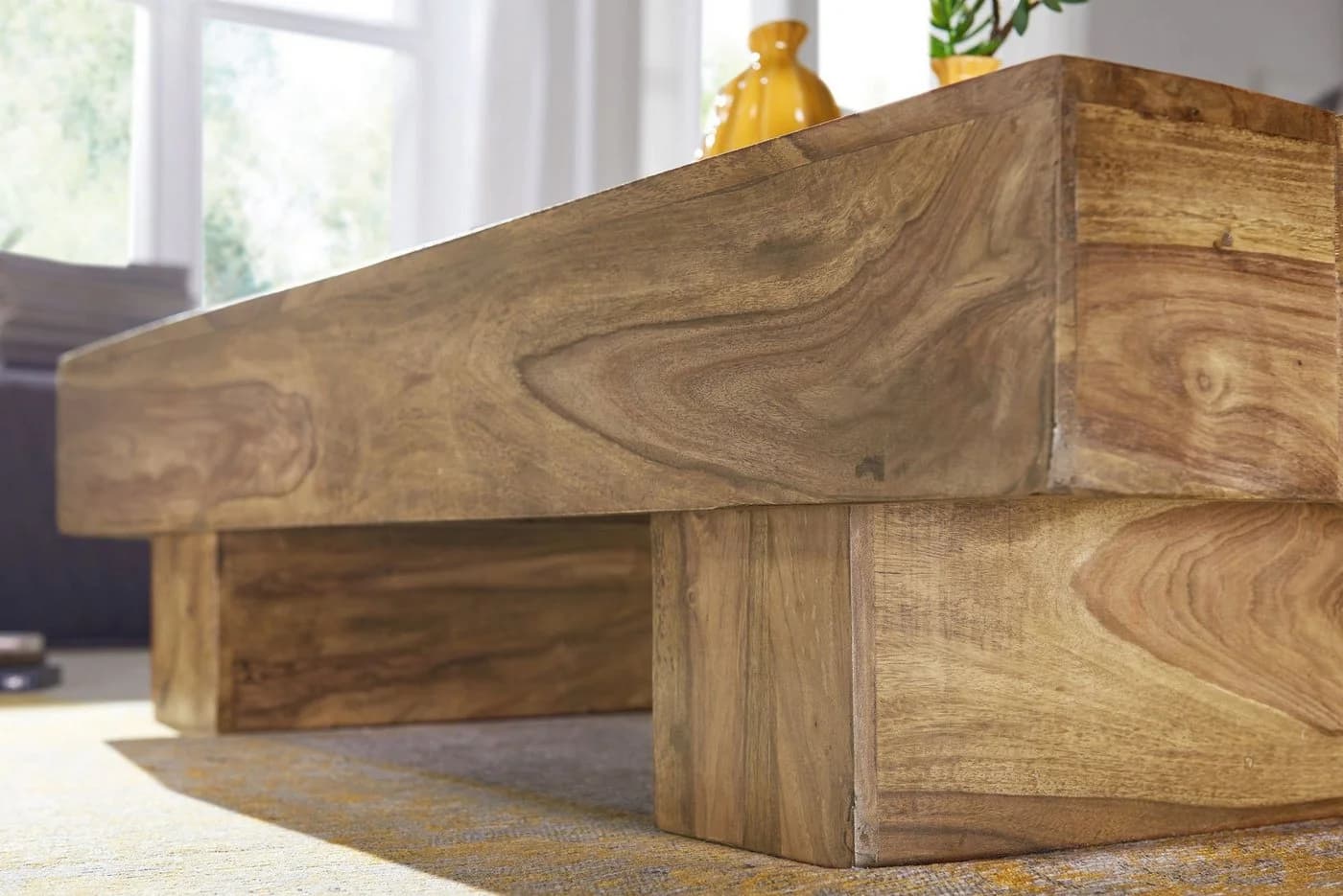 FINEBUY Couchtisch Massivholz Akazie Block Design Modern - Bild 5