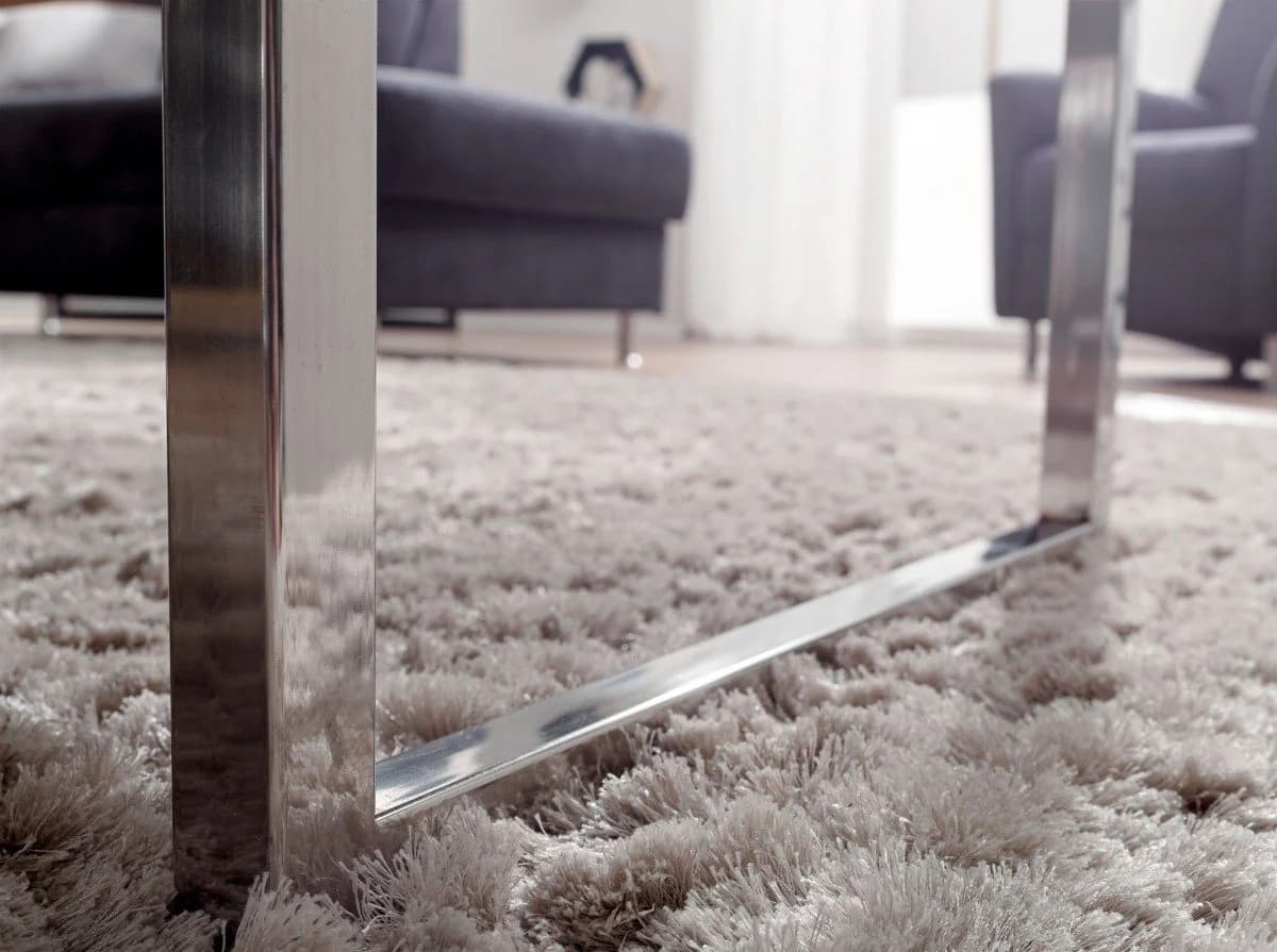 FINEBUY Couchtisch Akazie Massivholz Chrom 120x60cm - Bild 3