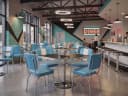 FINEBUY Esszimmerstuhl American Diner Retro Stuhl Blau/Weiß Kunstleder Bild 1
