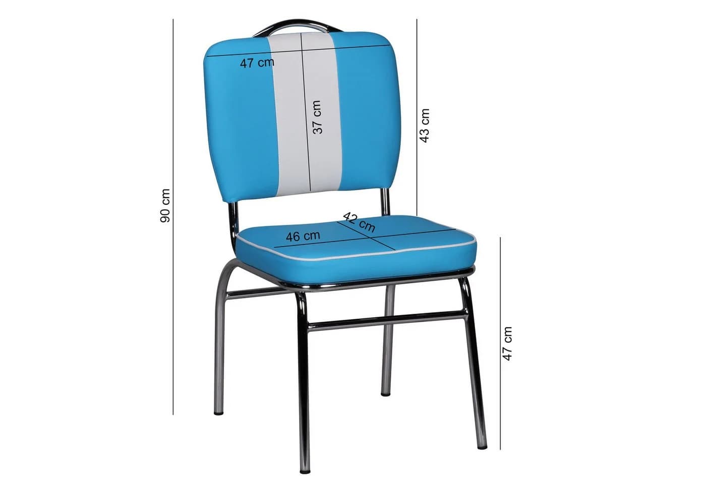 FINEBUY Esszimmerstuhl American Diner Retro Stuhl Blau/Weiß Kunstleder - Bild 3