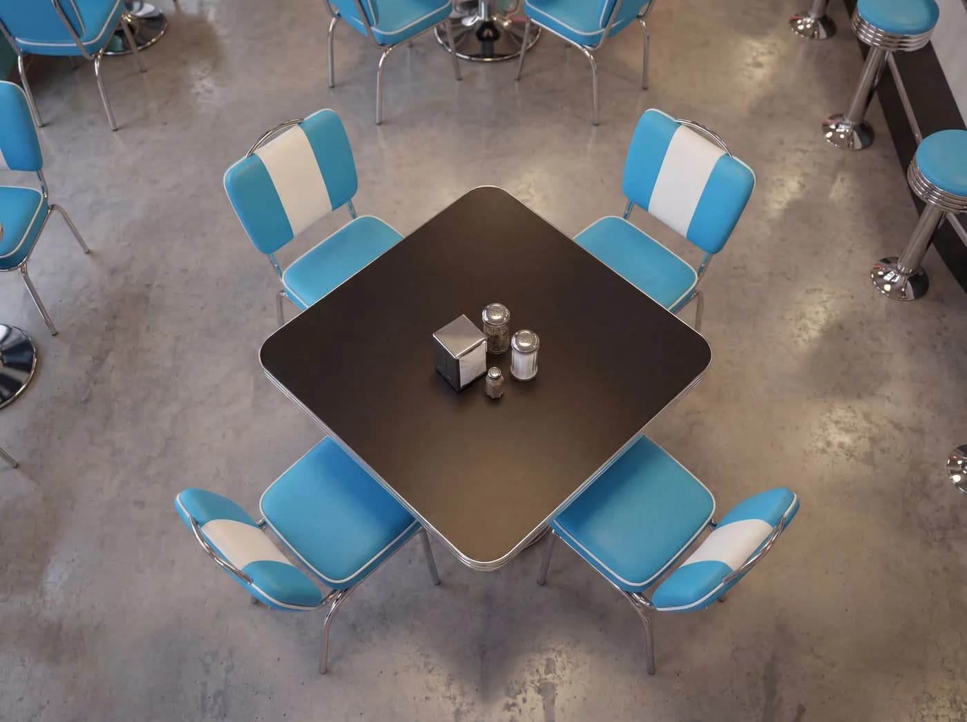 FINEBUY Esszimmerstuhl American Diner Retro Stuhl Blau/Weiß Kunstleder - Bild 5