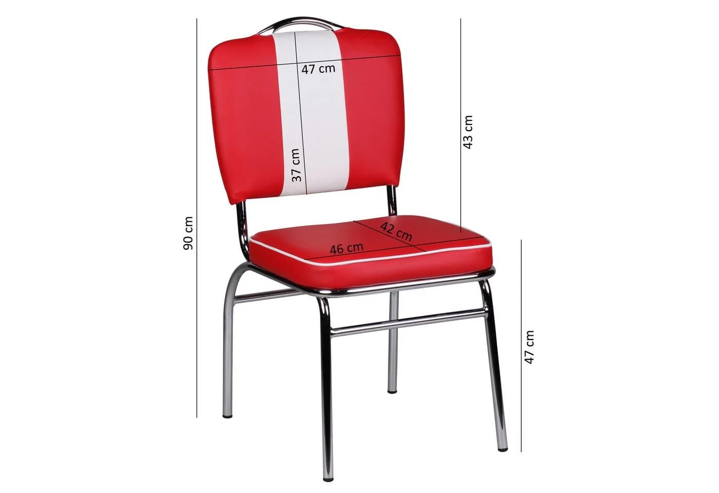 FINEBUY Esszimmerstuhl American Diner Retro Stuhl Kunstleder Rot - Bild 3