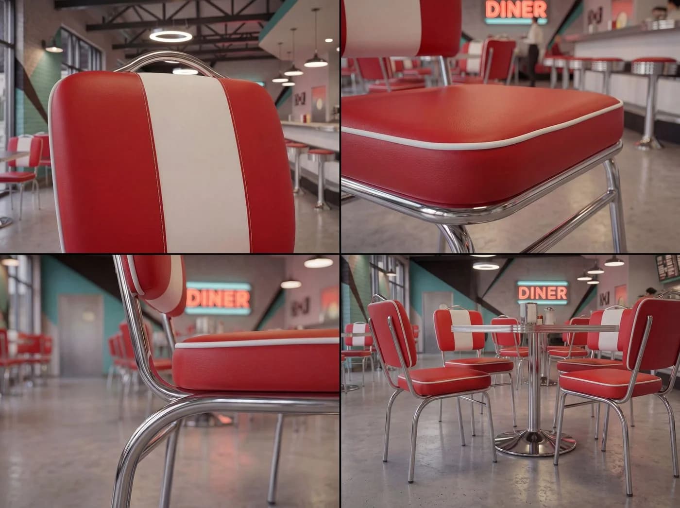 FINEBUY Esszimmerstuhl American Diner Retro Stuhl Kunstleder Rot - Bild 4