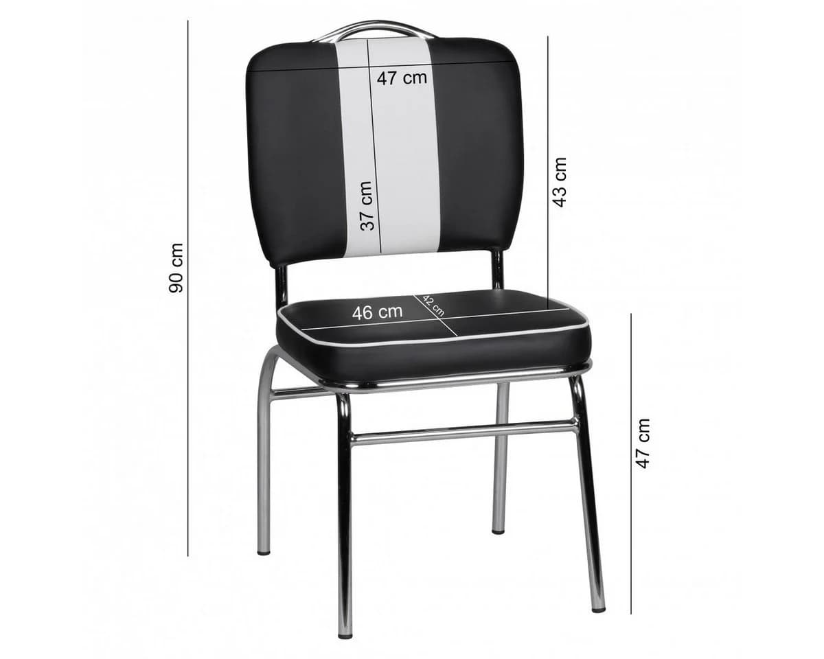 FINEBUY Esszimmerstuhl American Diner Retro Schwarz Kunstleder - Bild 3