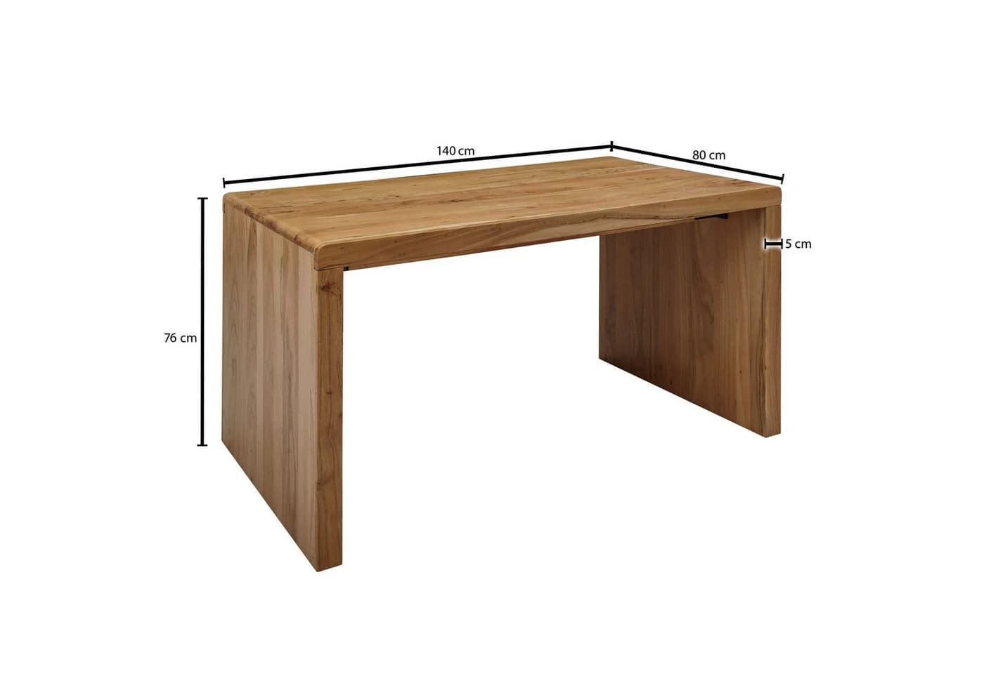 FINEBUY Akazie Massivholz Schreibtisch Modern - Bild 3