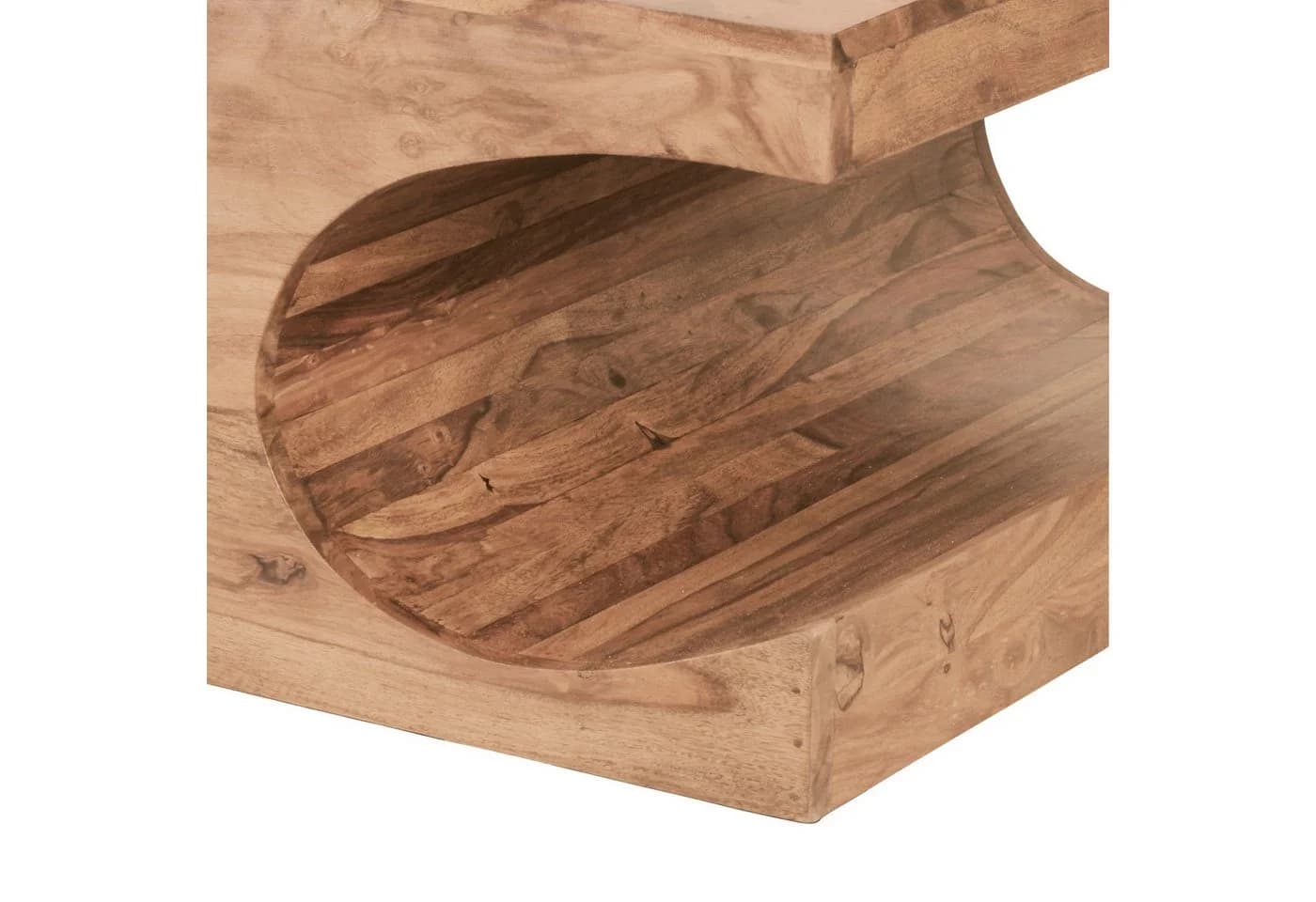 FINEBUY Couchtisch Massivholz Akazie mit Ablage - Bild 5