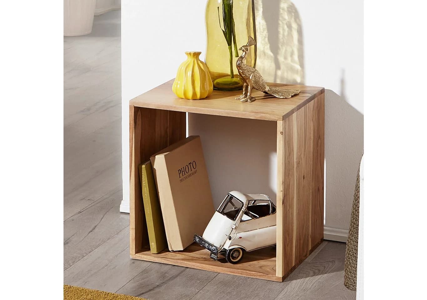 FINEBUY Würfelregal Akazie Massivholz 43,5x43,5x33 cm - Bild 2