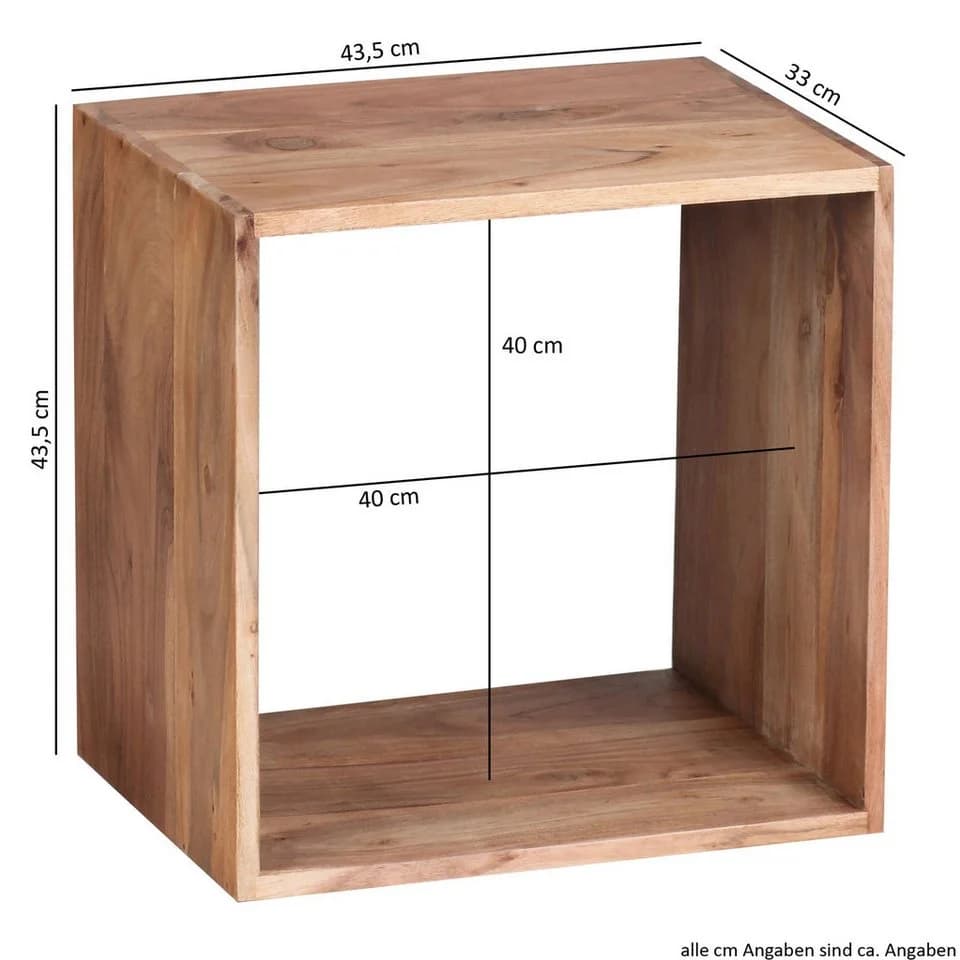 FINEBUY Würfelregal Akazie Massivholz 43,5x43,5x33 cm - Bild 3