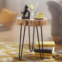 FineBuy Massivholz Akazie Beistelltisch Haarnadelbeine Bild 2