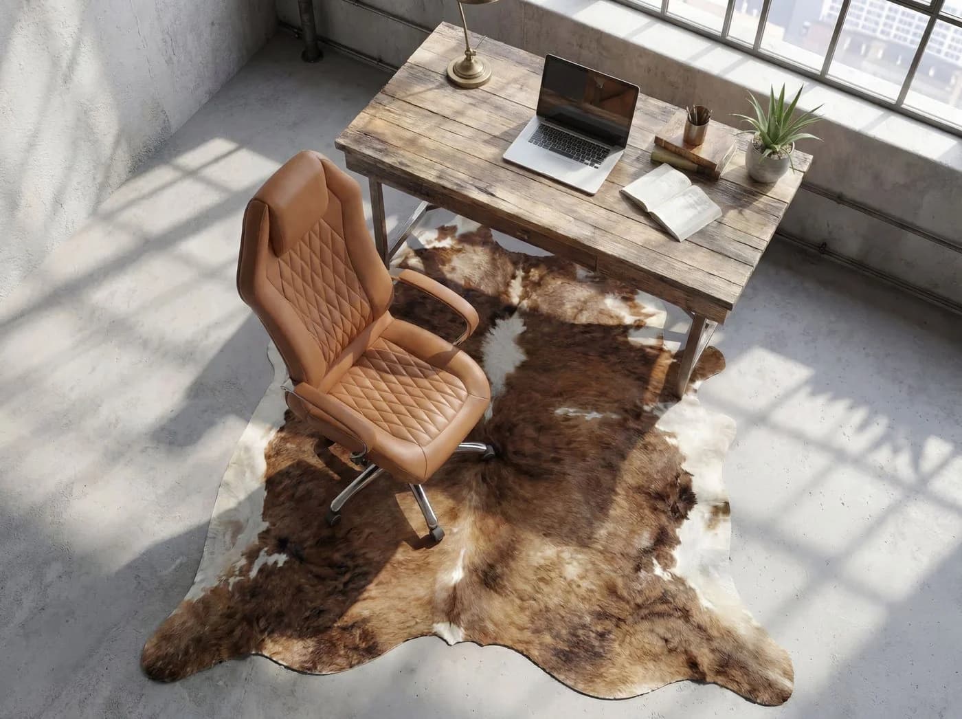 FINEBUY Chefsessel Bürostuhl MONTEREY Echtleder Caramel - Bild 5