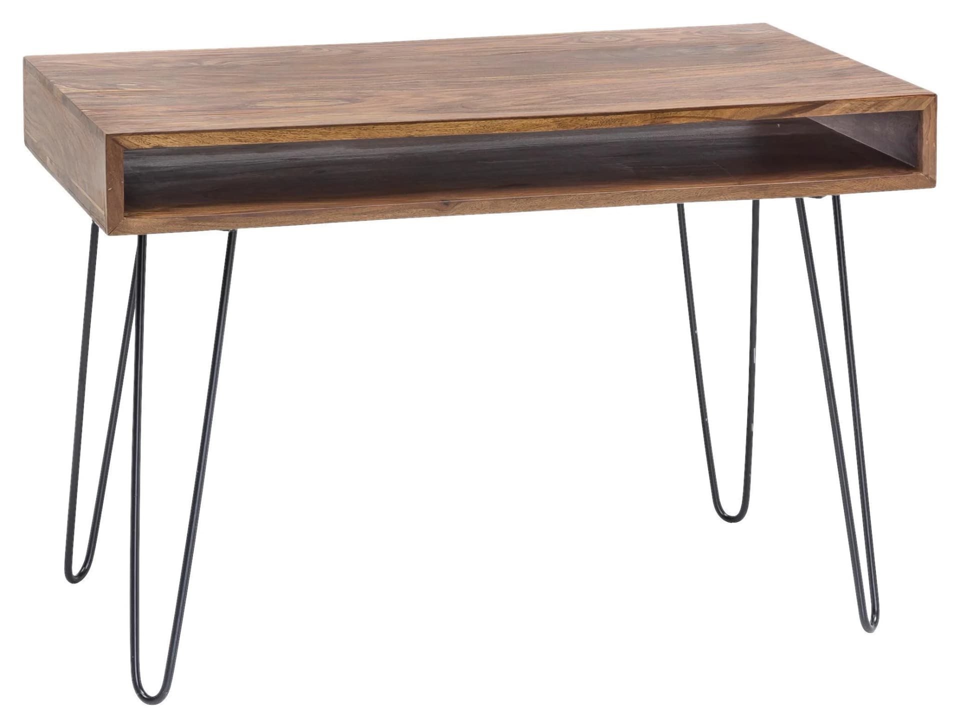 WOHNLING Schreibtisch BAGLI Massivholz Braun Industrial Retro - Bild 2