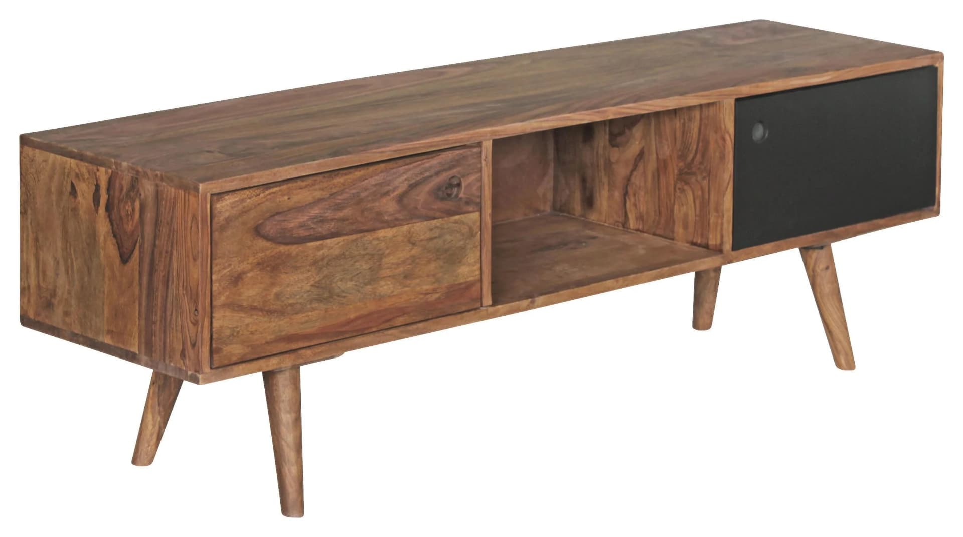 WOHNLING TV Lowboard REPA Massivholz Sheesham Braun/Schwarz - Bild 2