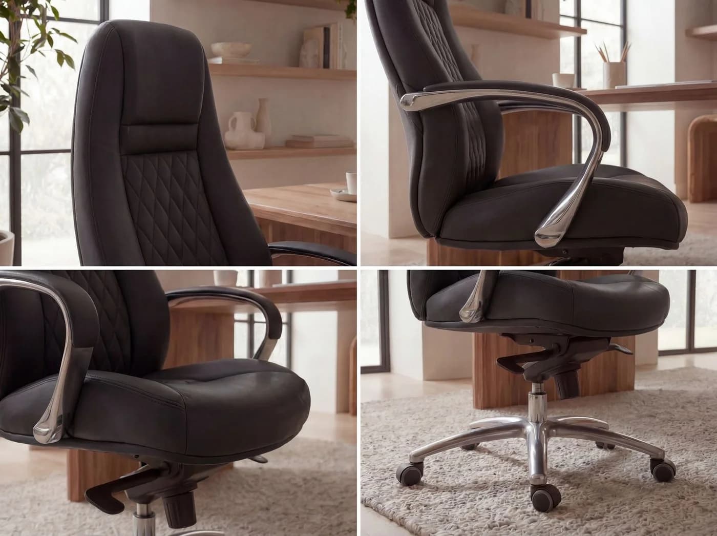 FINEBUY Chefsessel AUSTIN Echtleder Schwarz Ergonomisch - Bild 4
