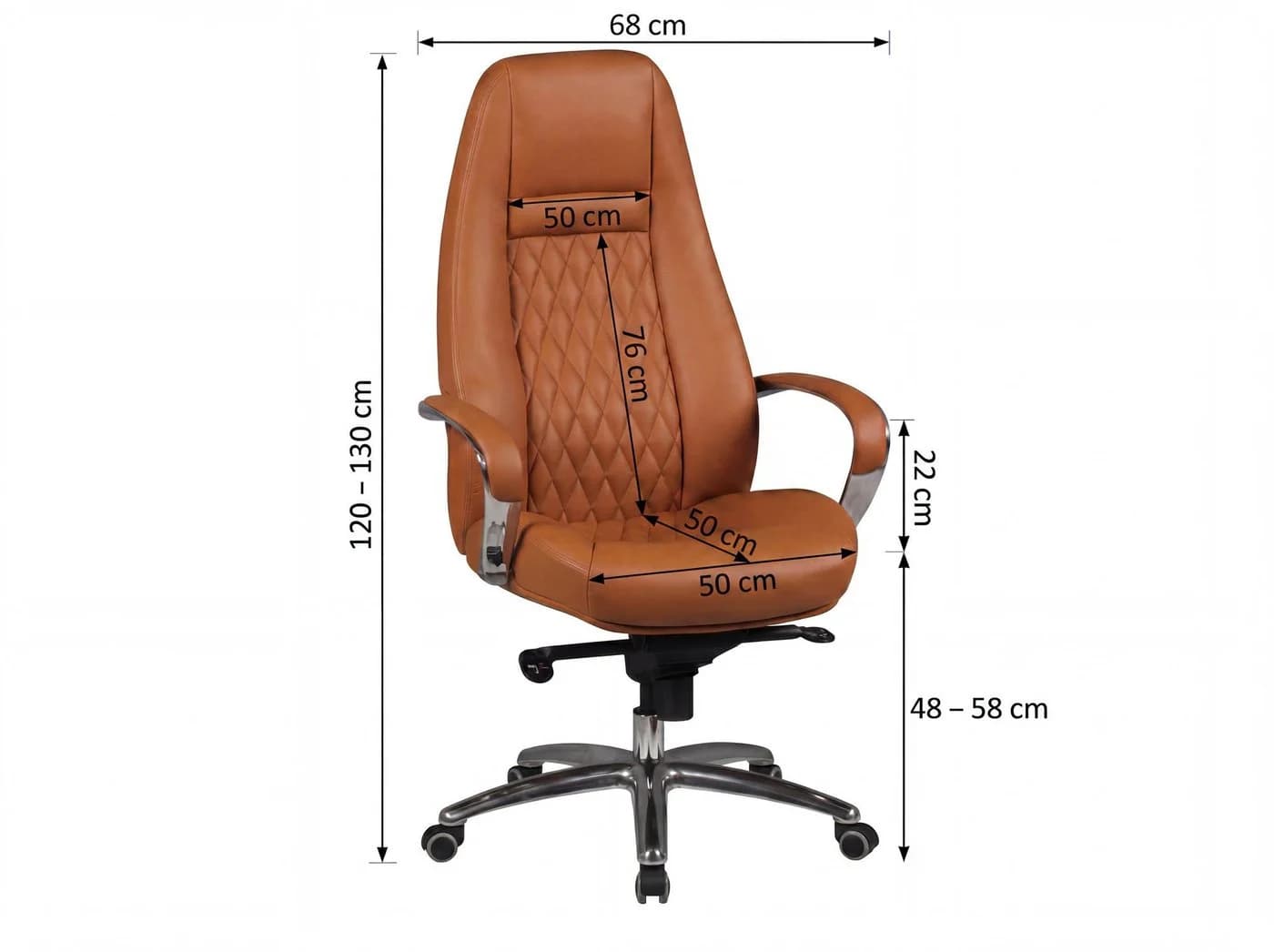 FINEBUY Bürostuhl AUSTIN Echtleder Caramel Chefsessel - Bild 3