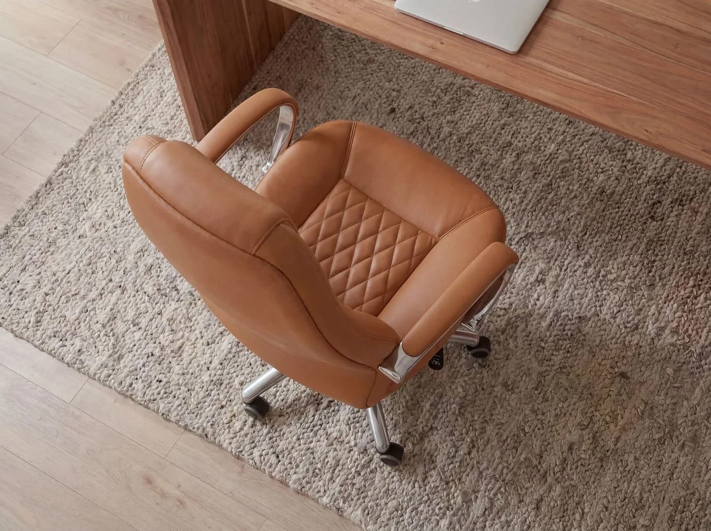 FINEBUY Bürostuhl AUSTIN Echtleder Caramel Chefsessel - Bild 5