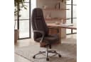 FINEBUY Bürostuhl AUSTIN Chefsessel Echtleder Braun Hohe Rückenlehne Bild 2