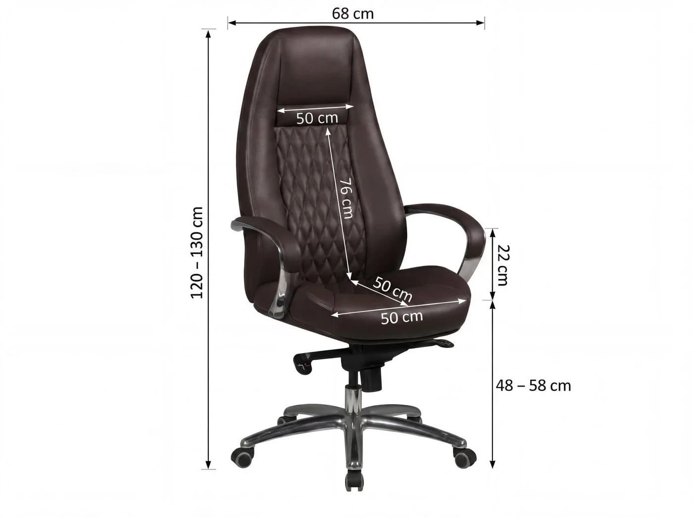 FINEBUY Bürostuhl AUSTIN Chefsessel Echtleder Braun Hohe Rückenlehne - Bild 3