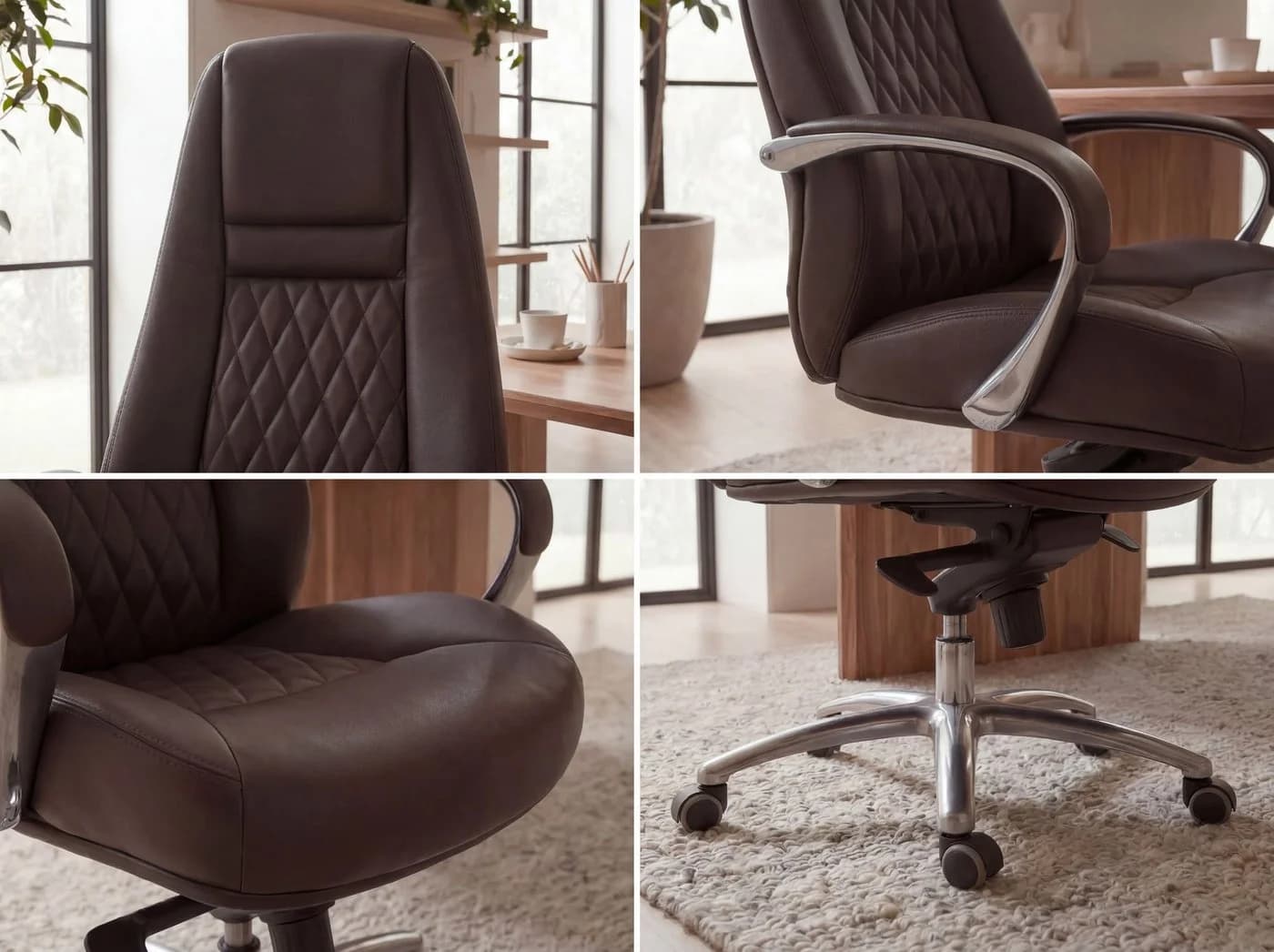 FINEBUY Bürostuhl AUSTIN Chefsessel Echtleder Braun Hohe Rückenlehne - Bild 4