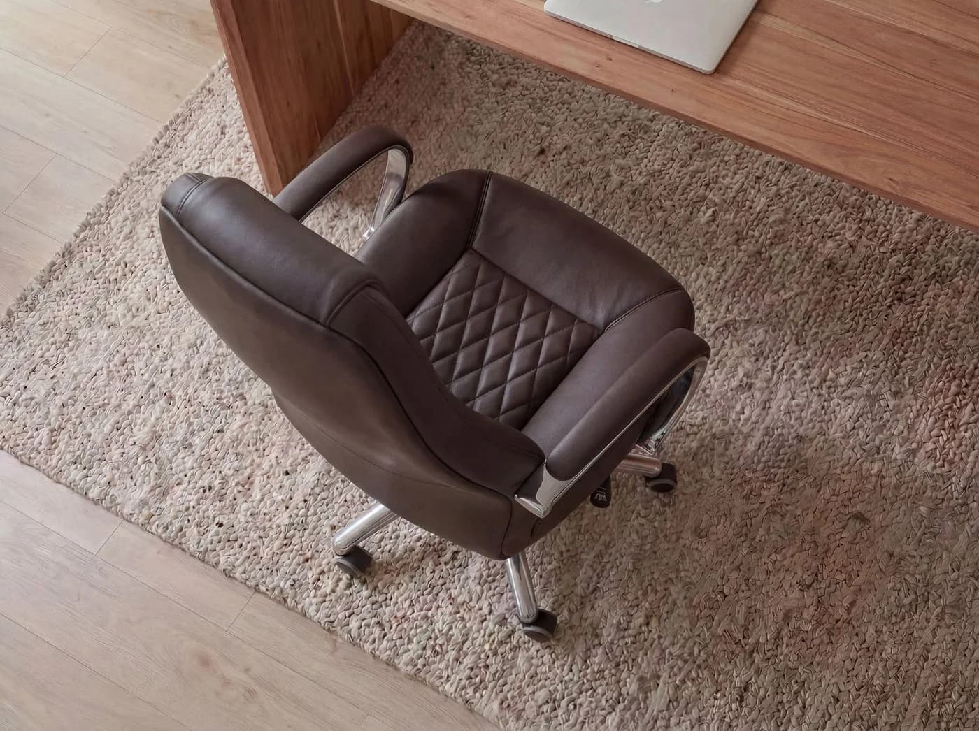 FINEBUY Bürostuhl AUSTIN Chefsessel Echtleder Braun Hohe Rückenlehne - Bild 5