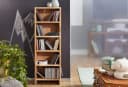 FINEBUY CD-Regal Massivholz 5 Fächer Landhausstil Akazie Bild 4