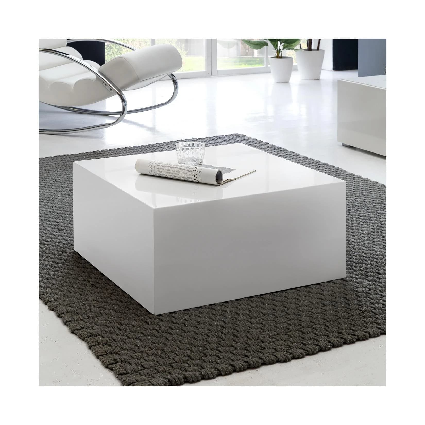 FineBuy Couchtisch MONOBLOC Weiß Moderner Holztisch