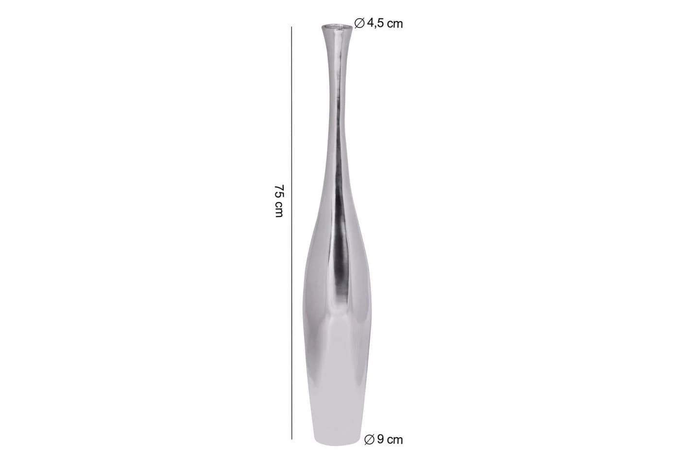 FINEBUY Aluminium Blumenvase Silber Glänzend Handgefertigt