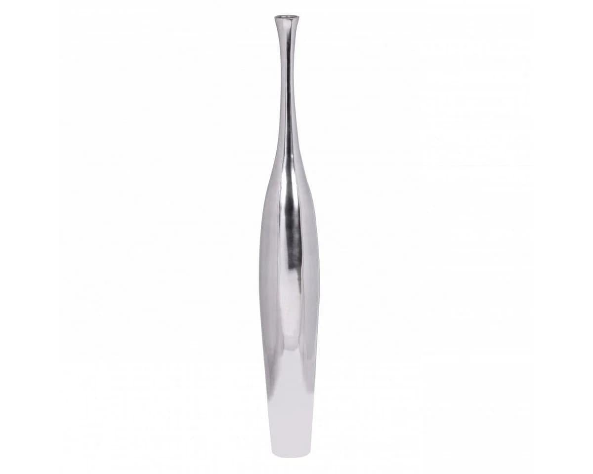 FINEBUY Dekovase Aluminium Blumenvase Silber Glänzend 100 cm