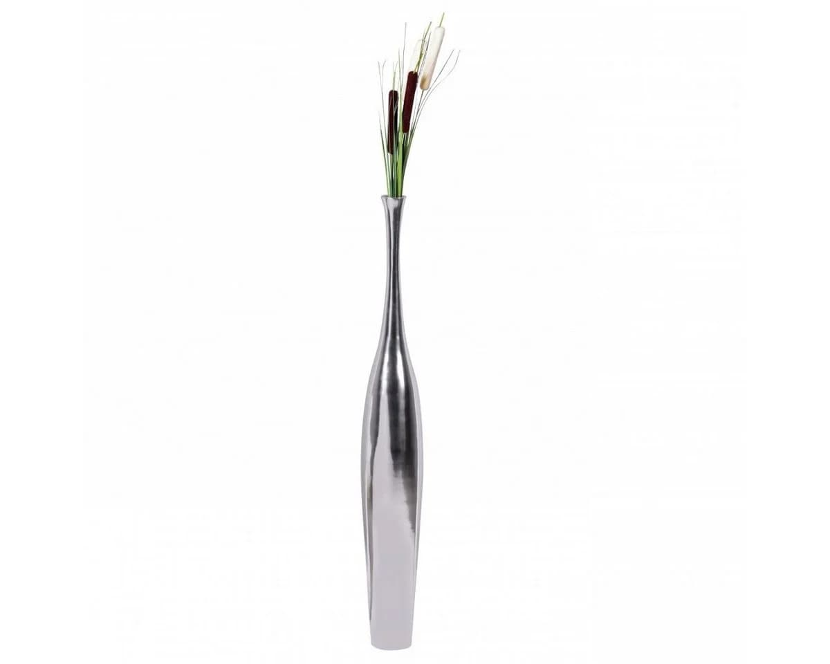 FINEBUY Dekovase Aluminium Blumenvase Silber Glänzend 100 cm - Bild 2