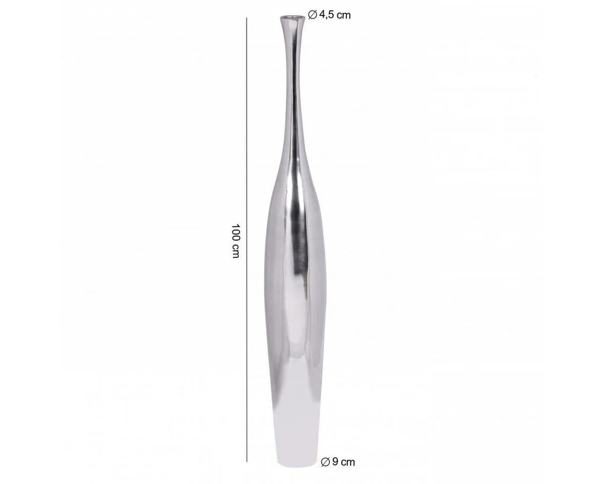 FINEBUY Dekovase Aluminium Blumenvase Silber Glänzend 100 cm - Bild 3