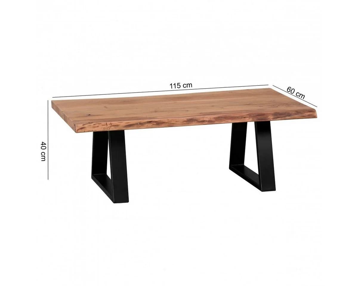 FINEBUY Couchtisch Akazie Massiv mit Baumkante Modern - Bild 4