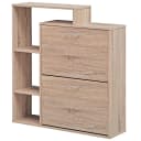 FINEBUY Schuhkipper FB45127 Holz 2 Fächer Sonoma Eiche 12 Paar Bild 1