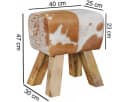 FINEBUY Sitzhocker Design Springbock Echtleder Ziegenfell Braun/Weiß Bild 3