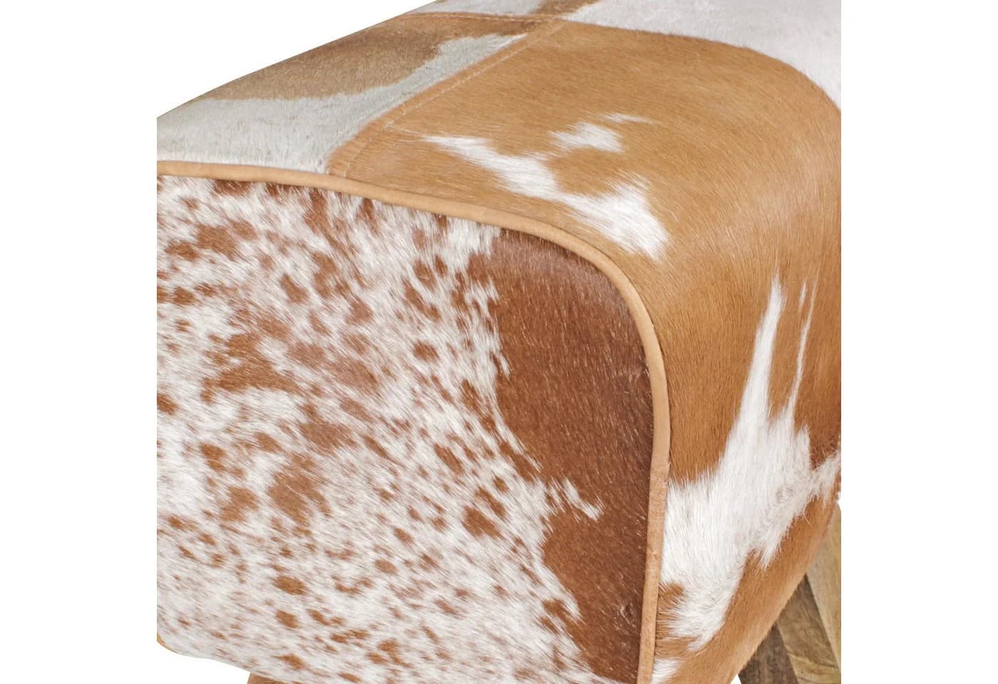 FINEBUY Sitzhocker Design Springbock Echtleder Ziegenfell Braun/Weiß - Bild 4