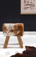 FINEBUY Sitzhocker Design Springbock Echtleder Ziegenfell Braun/Weiß Bild 5
