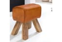 FINEBUY Sitzhocker Design Springbock Echtleder Braun Bild 2